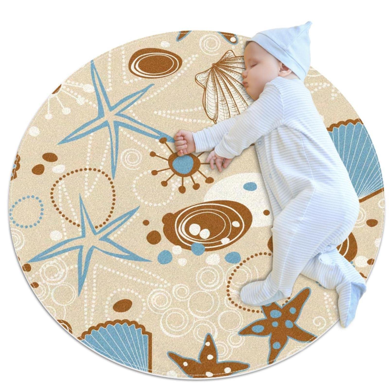 Tapis de salle de bain rond 1m paillasson chambre enfant étoile de mer