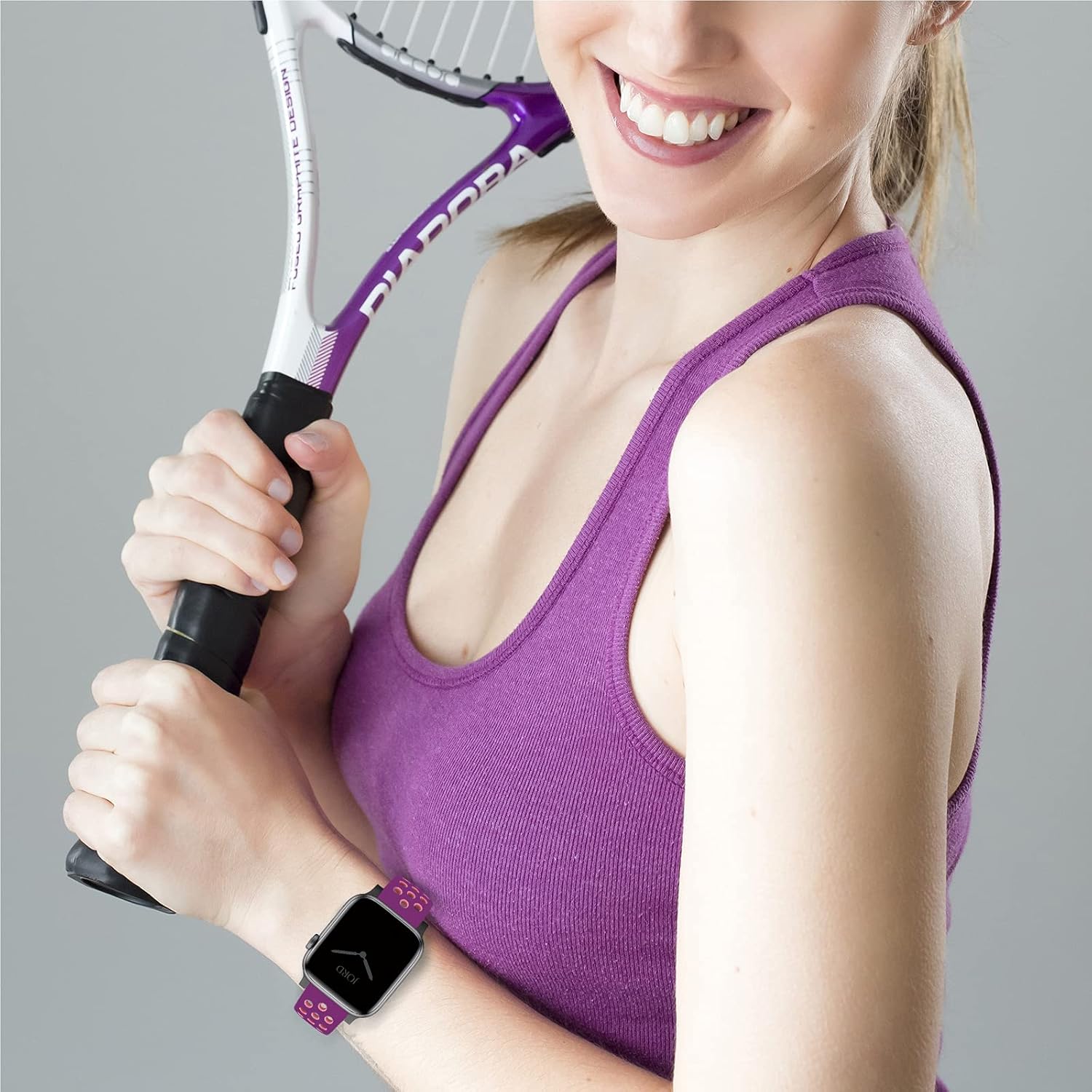 Universal 18mm 20mm 22mm 24mm Width Silicone Watch Band Replacement, Quick Release Rubber Watch Bands for Men & Women (18mm, Purple-Pink) - Image 4