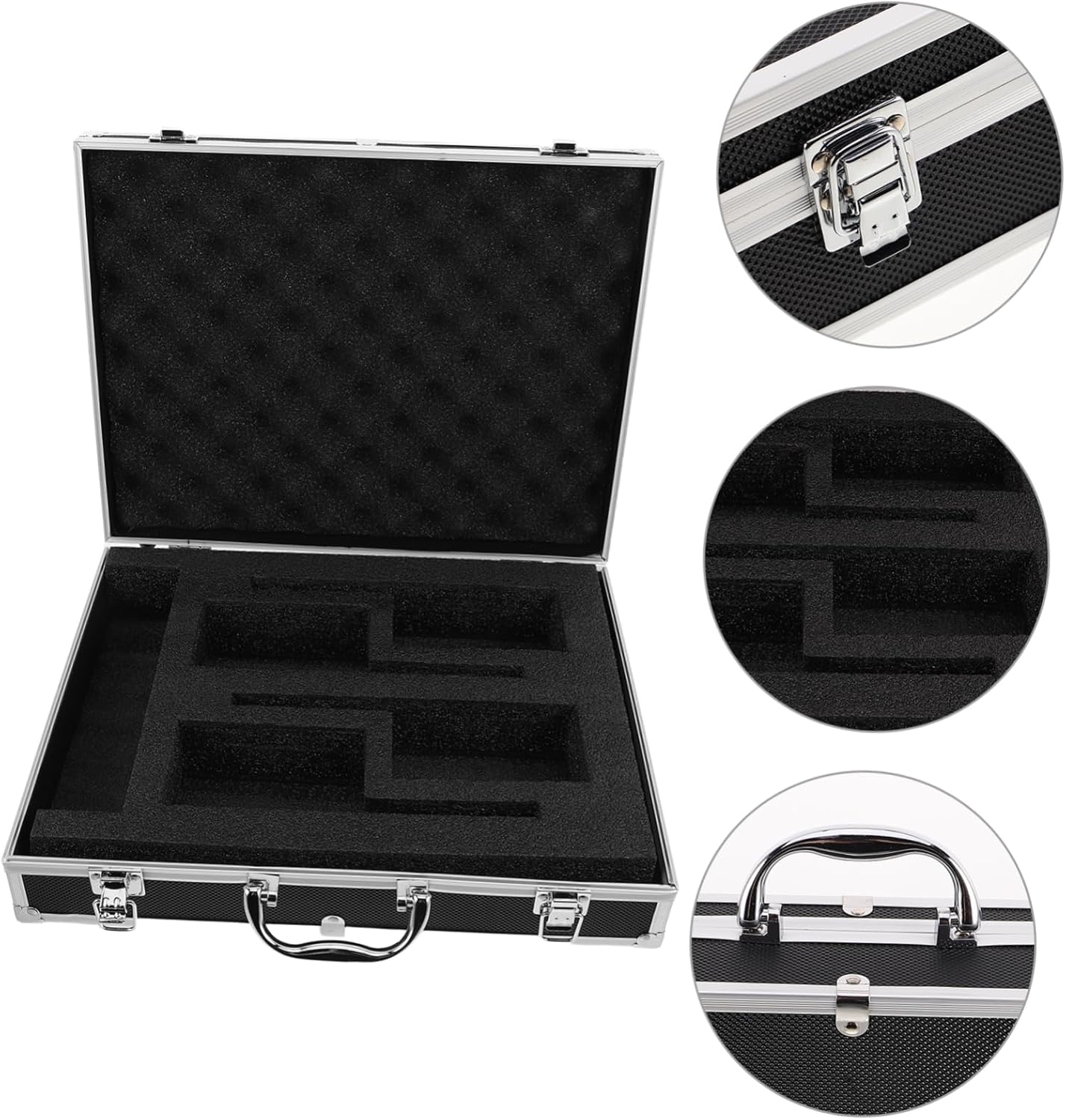 Cabilock Aluminum Microphone Storage Case Soft Lining for Dust Protection Hard Exterior Resistance for Home Entertainment Outdoor Events Holds Microphones