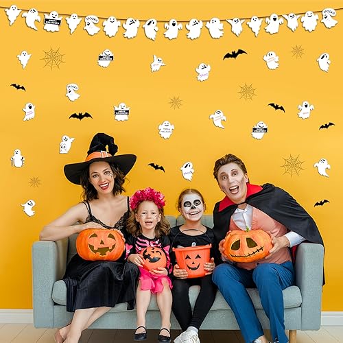 Miniatura 6 de Cholemy 60 recortes de Halloween – Recortes de papel fantasma y decoraciones para tablones de anuncios y árboles de pared de aula