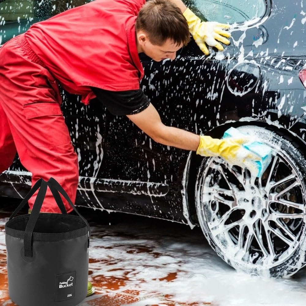 Torba wędkarska, pudełka na przybory wędkarskie, Składane wiadro 20 l, zestaw 2 szt., wielokolorowe, do wędkowania na świeżym powietrzu, kempingowe(Blue)