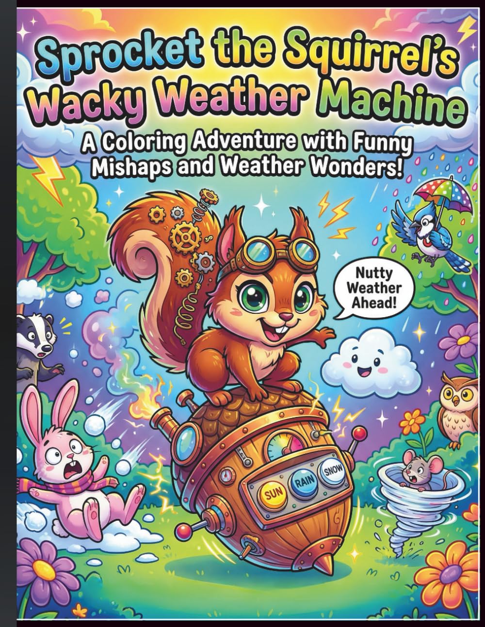 Sprocket the Squirrel's Wacky Weather Machine: A Delightful Coloring Book with Forest Adventures, Hilarious Weather Fun, and Creative Prompts for Kids Ages 6-10