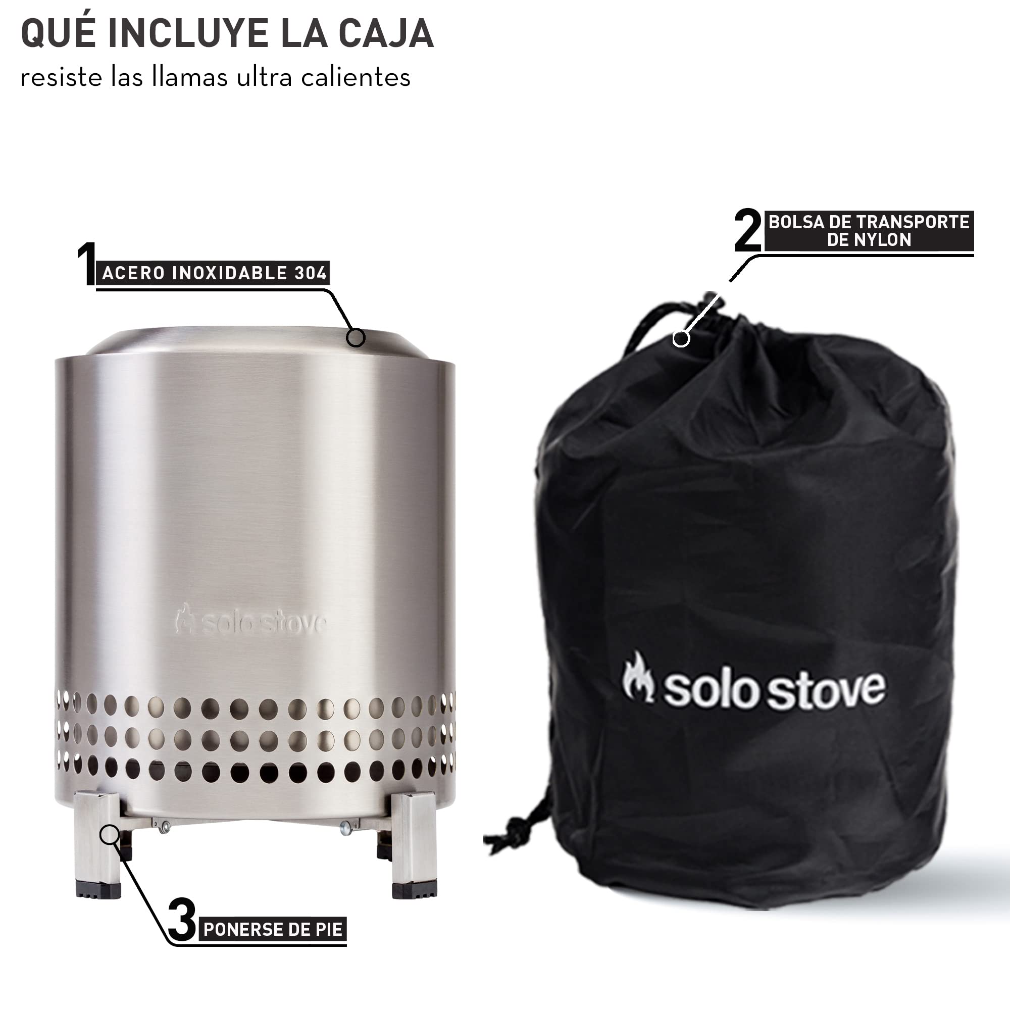 Solo Stove Mesa XL, Brasero de sobremesa | Minifogata de bajo Humo para Exteriores, Arde con pélet o Madera, Quema Segura, Acero Inoxidable, con Bolsa de Viaje, 21,8 x 17,8 cm, 1,04 kg