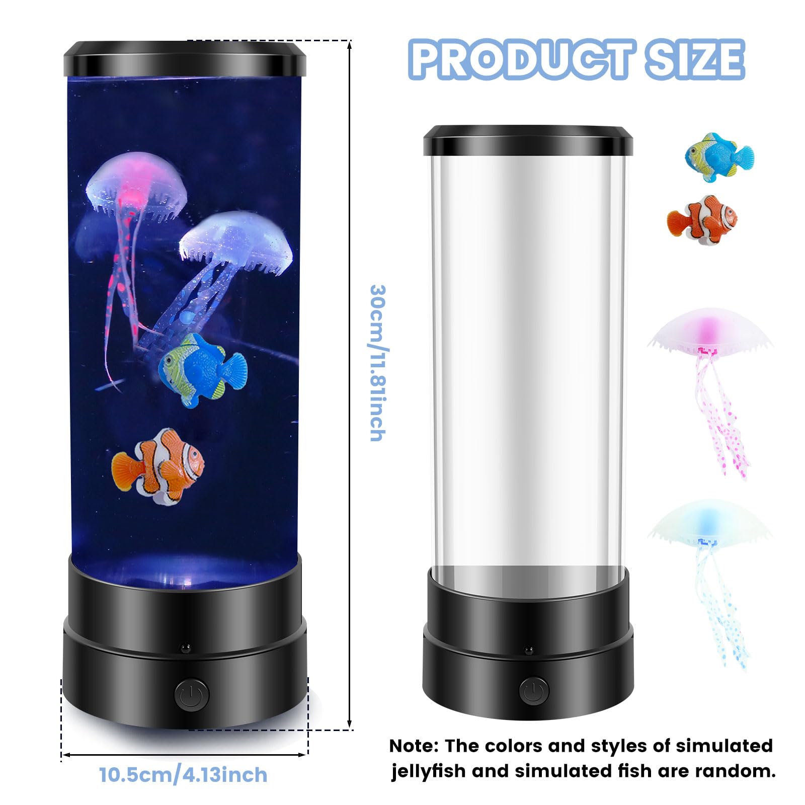 LED Jellyfish Lamp, USB/Battery Operated Jellyfish Night Light, 7 Changing Mood Lamps, Realistic Jellyfish Tank Mood Lights for Home Office Bedroom Living Room Sleep Relax, Excellent Gift