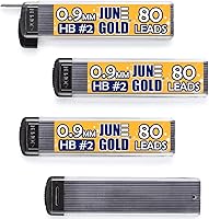 JuneGold 0.9mm HB #2 Mechanical Pencil Lead Refills, 320 Break-Resistant Pieces, 4 Dispensers, 1.0mm Compatible