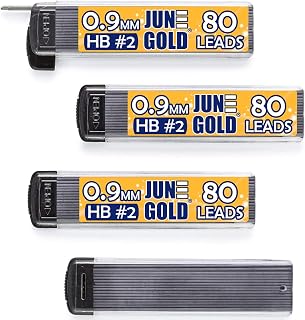 JuneGold 0.9mm HB #2 Mechanical Pencil Lead Refills, 320 Break-Resistant Pieces, 4 Dispensers, 1.0mm Compatible