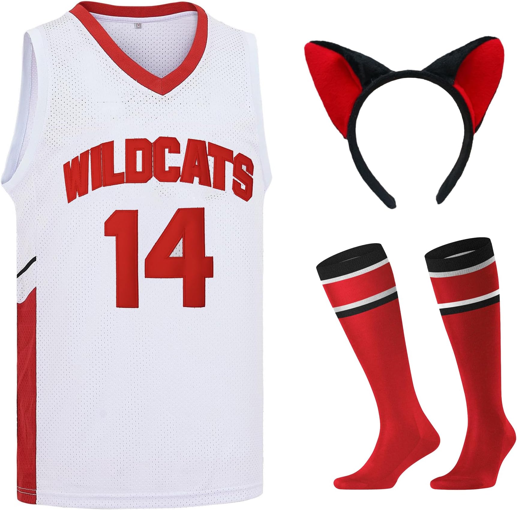 TynxarMens Wildcats Basketball High School 90s Jersey Troy Bolton #14 Chad Danforth #8 Sports Jerseys Red/White XS-XXL