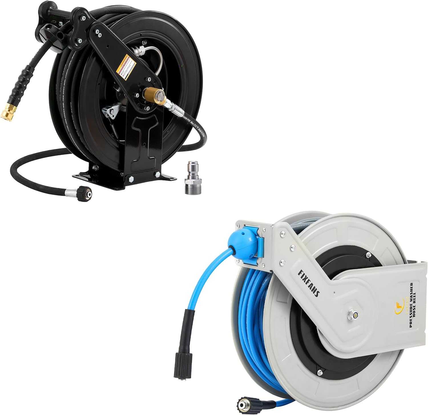 FIXFANS High Pressure Washer Hose Reel for Water/Air/Oil, Pressure Washer Hose Reel with Hose