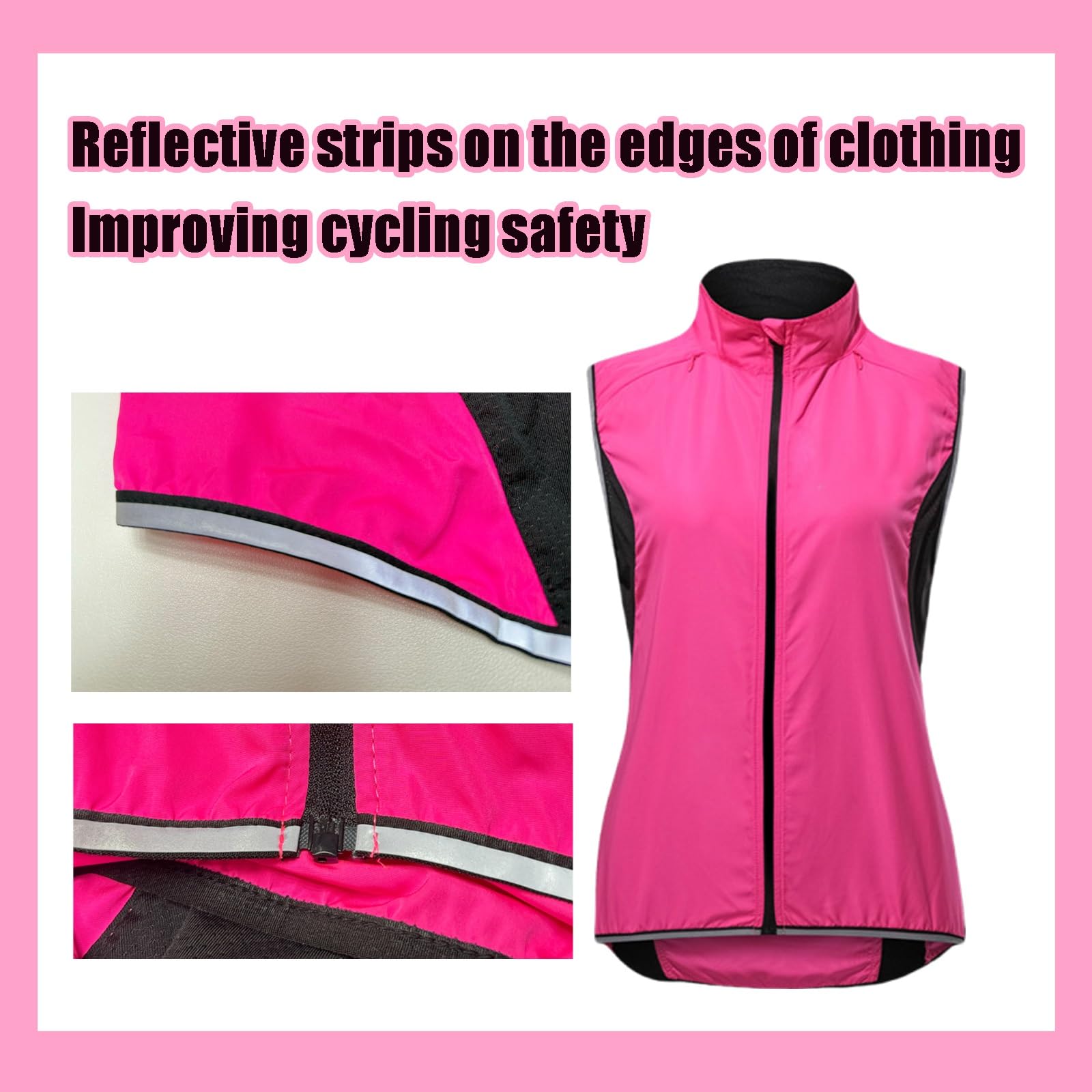 Gilet Da Ciclismo Da Donna, Ripiegabile, Antivento Con Fascia Riflettente Per Corsa, Ciclismo E Arrampicata