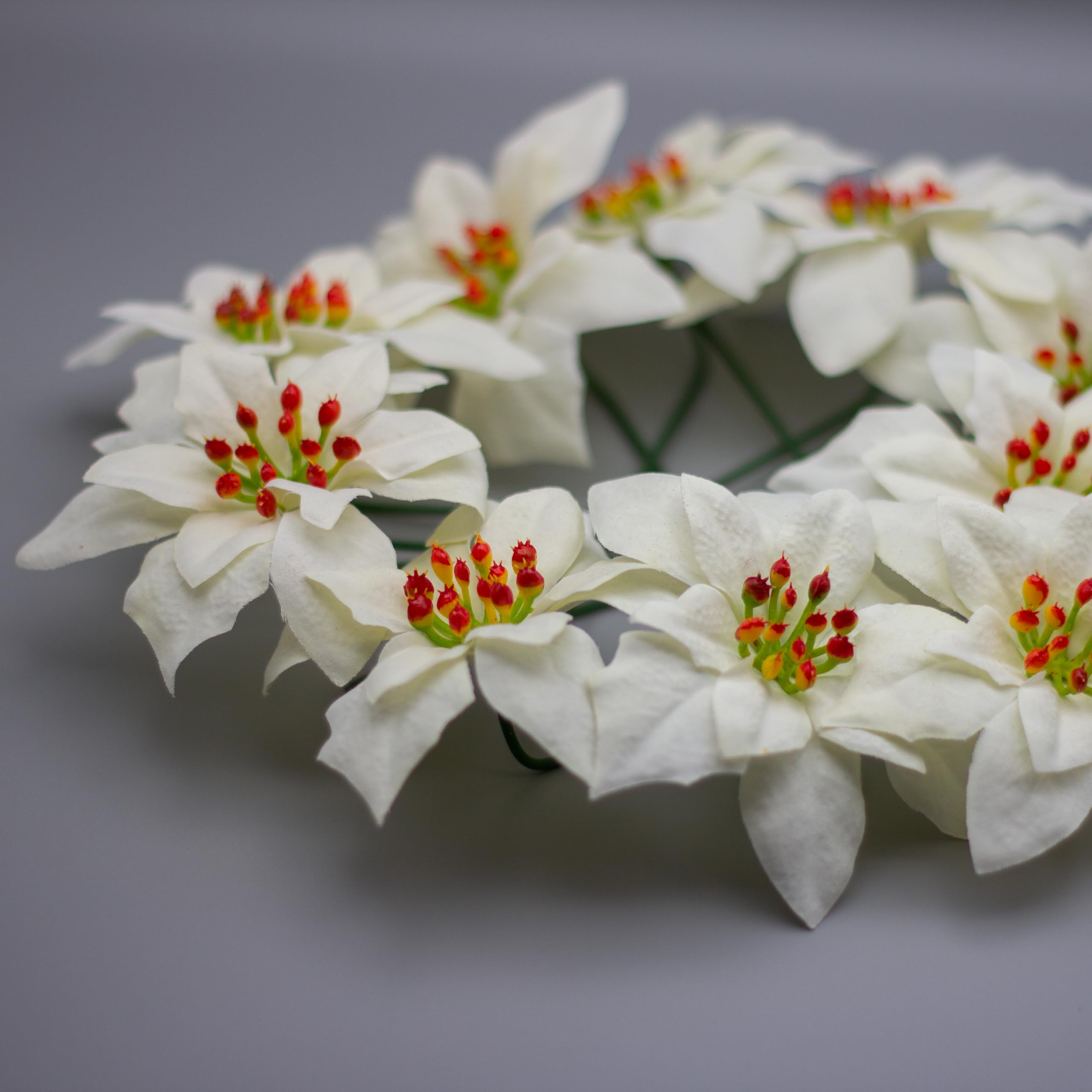 Bountiful Harvest Ivory / Cream Velvet Poinsettia Pick - 12Cm Diameter - Wreaths Garlands Floristry -Enchant Your Christmas Decoration With Luxurious Red Velvet Picks (24, Ivory/Cream)