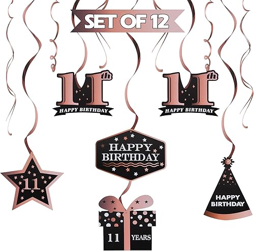 Miniatura 175 de LINGTEER Happy 65th Birthday Decorations Set - 12Pcs Black & Gold Swirls Streamer,Happy Birthday Bunting Banner,Cheers to 65 Years Old Bday Party