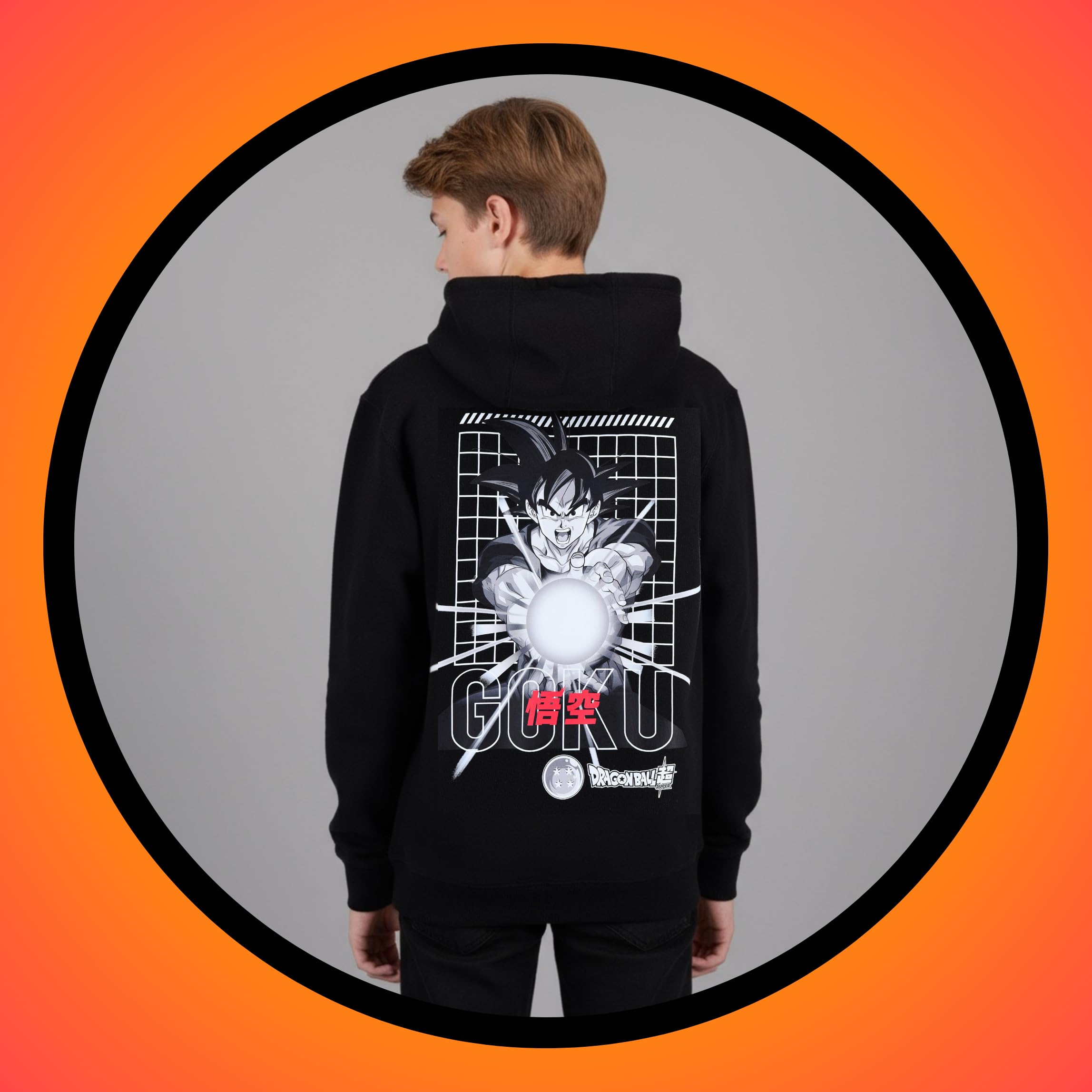 Dragon Ball Z Sudadera para Niño, Sueter Diseño Goku Clasico, Sudadera con Capucha, Regalo para Adolescentes, Tallas 10 a 16 Años