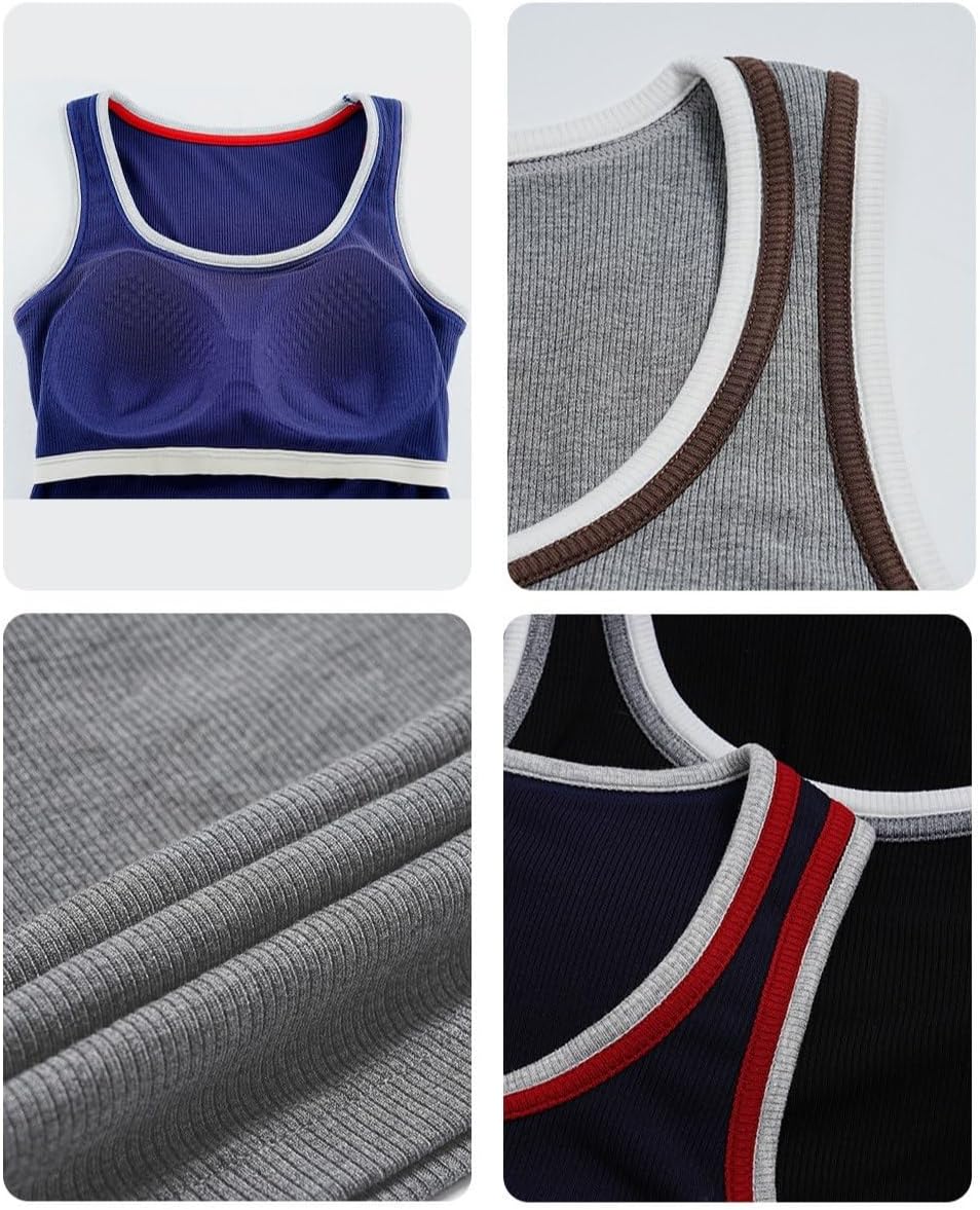 Sling Vest for Women with Chest pad, one Cup with Contrasting Color Inside, Fake Two Pieces with Thin Inside