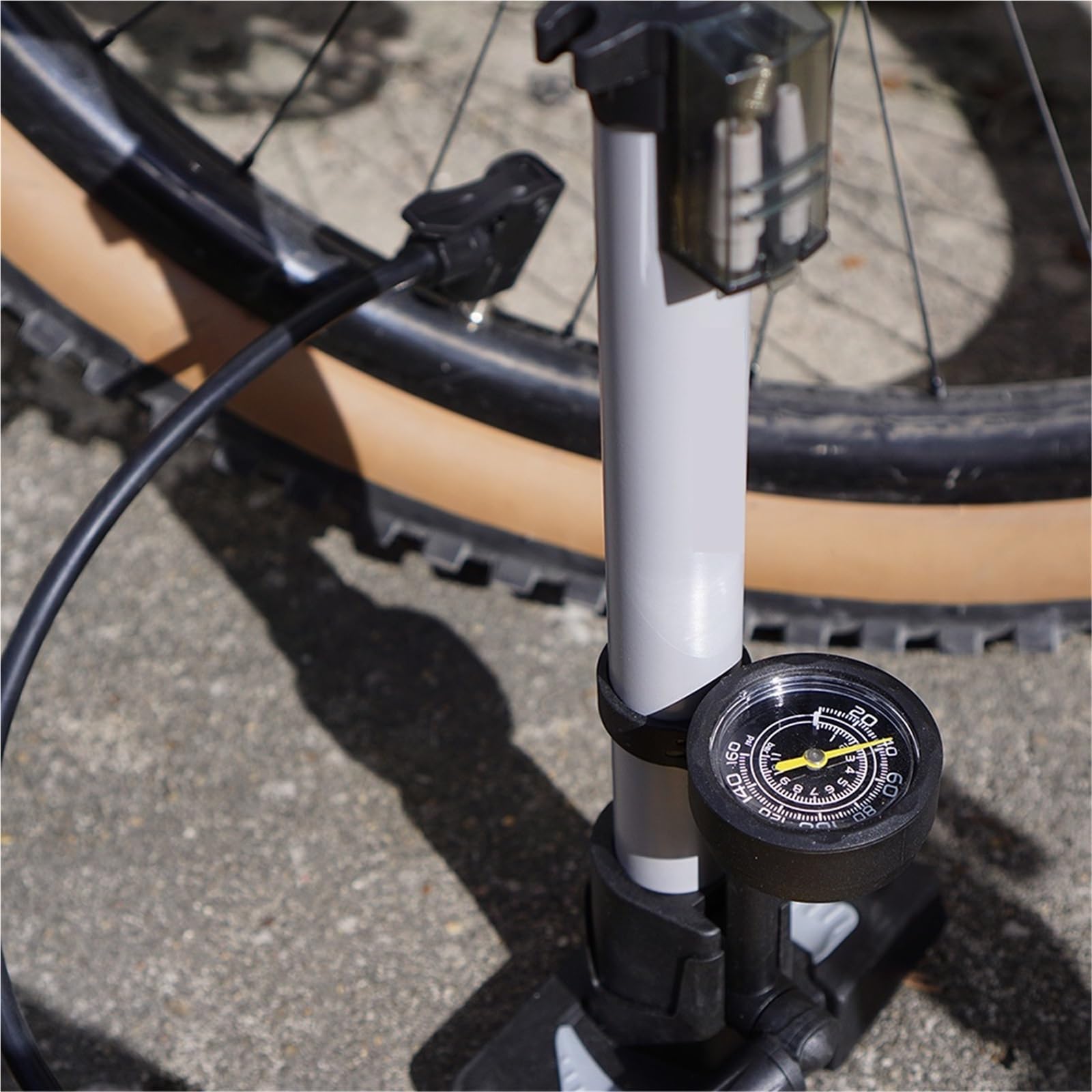 Pompa Bicicletta Pompa da pavimento for pneumatici da bicicletta con pompe di sospensione con manometro Valvola di gonfiaggio del flusso d'aria ad alta pressione for ammortizzatore forcella MTB