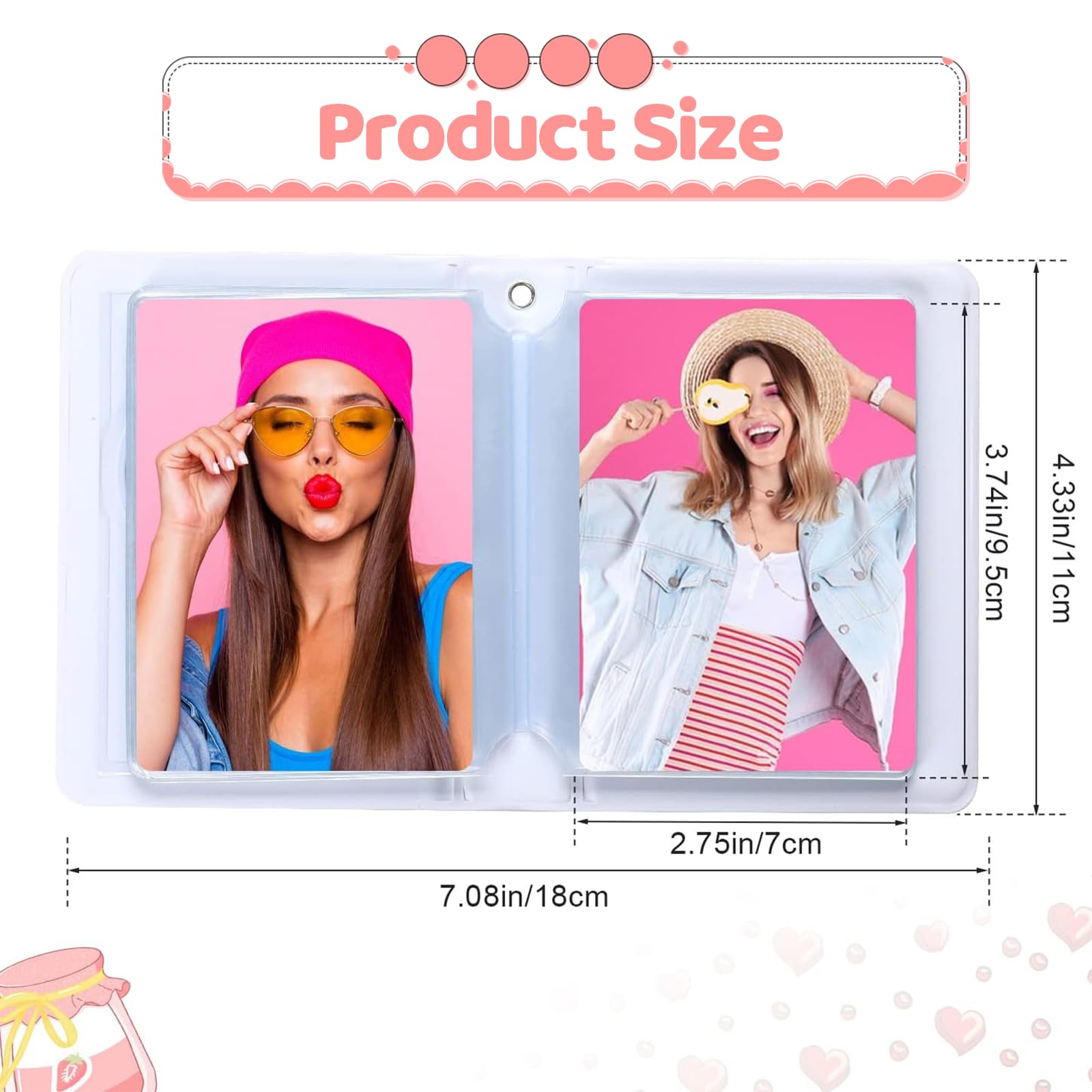 2 Pezzi Mini Album Fotografico per Foto 3 Pollic Photocard Binder Tasche Raccoglitore Porta Carte Fotografiche a Forma di Cuore per Archiviare Foto, Carte D'Identità, Carte(Rosa, Giallo)