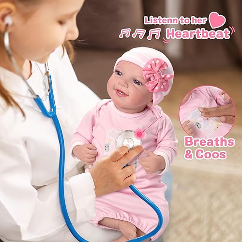 Miniatura 9 de BABESIDE Muñecas de bebé Reborn con latido del corazón, coos y respiración  Leen, 20 pulgadas Sweet Smile Realistic-Muñecas de bebé recién nacido,