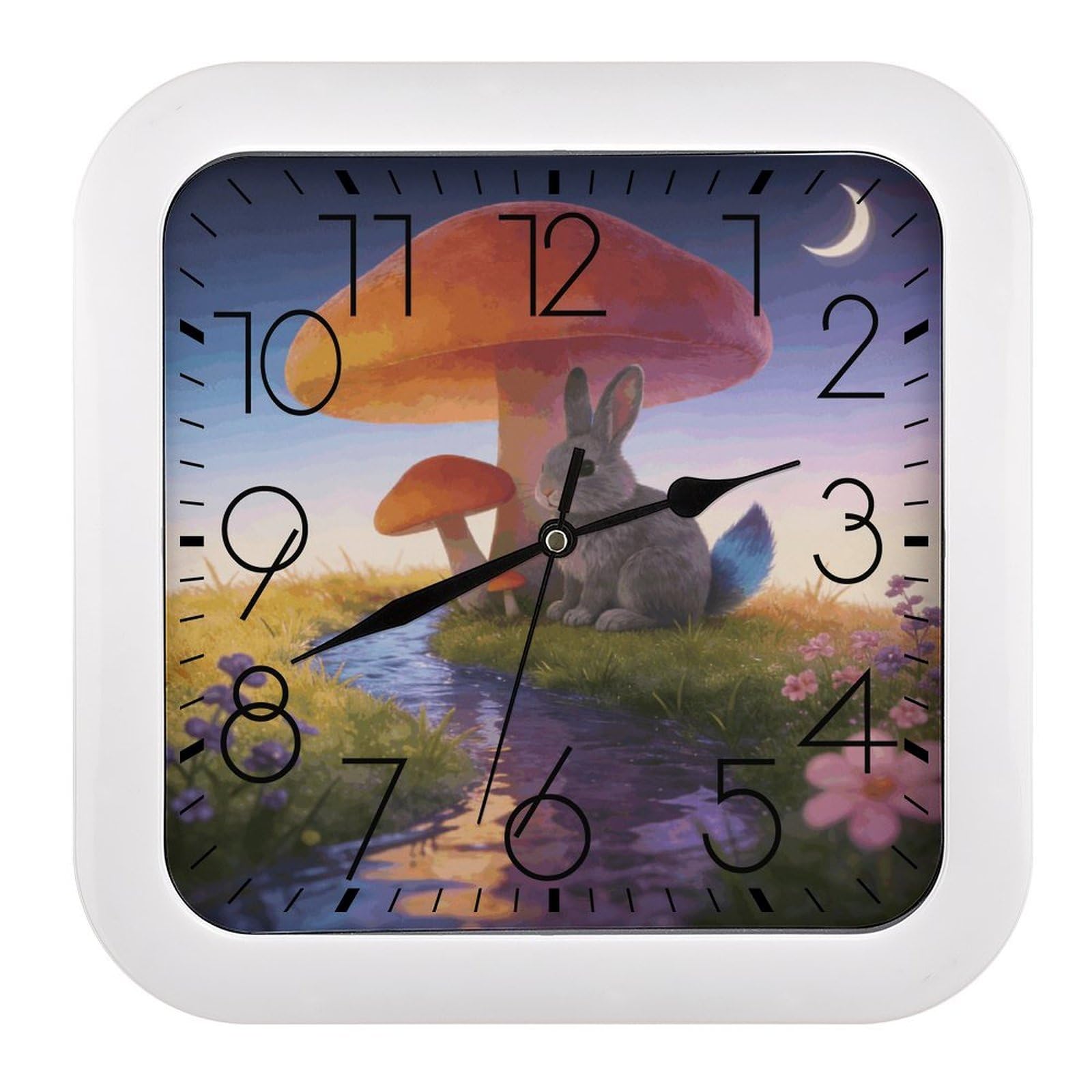 LZQPOEAS Gradient Garden Paws Square Wall Clock, 10.2 Inch Battery Operated Silent Non-Ticking Wall Clock, Square Analog Decorative Clock for Home Wall Art, Living Room, Bedroom, and Office