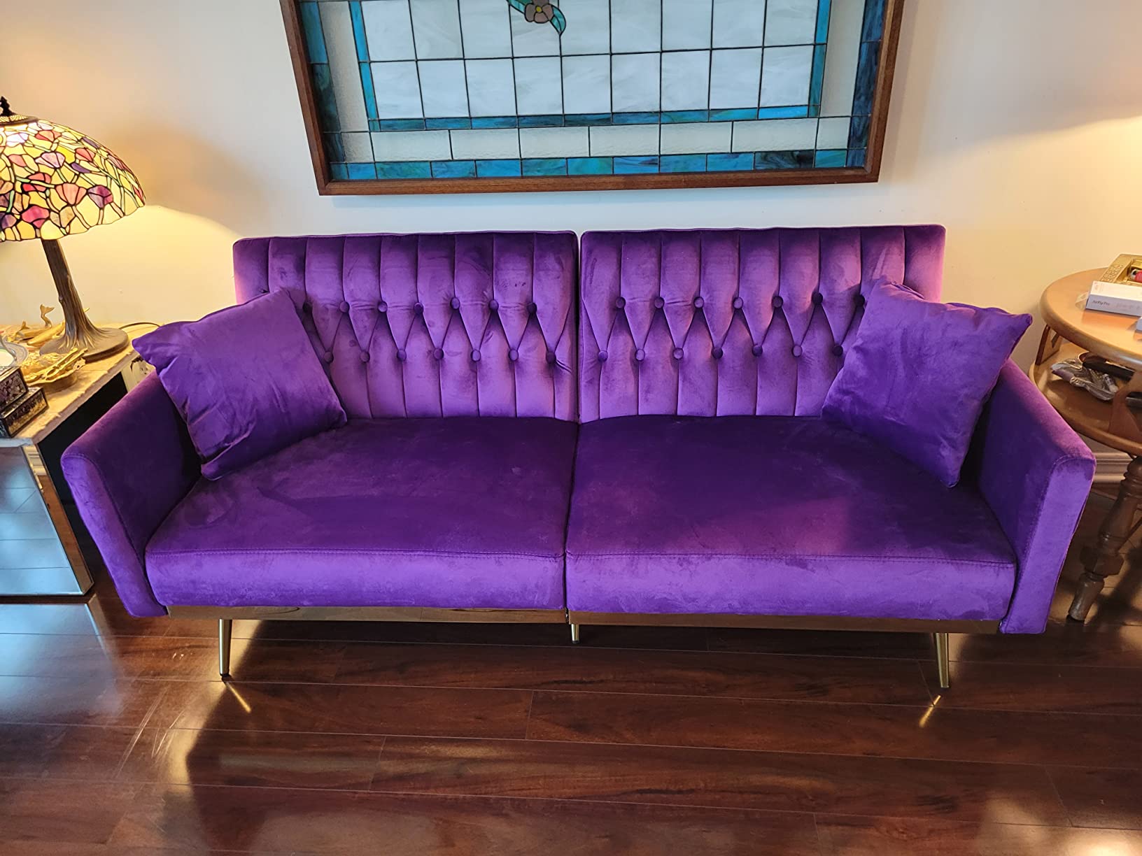 27/mo Finance ACMEASE 70” Velvet Futon Sofa Bed w/Adjustable