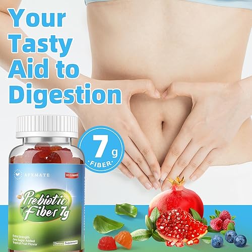 Miniatura 4 de AFXMATE Gomitas de suplemento de fibra, 0.27 oz de fibra sin azúcar, sabor a fruta natural, salud digestiva, apoyo a la regularidad, 120 unidades