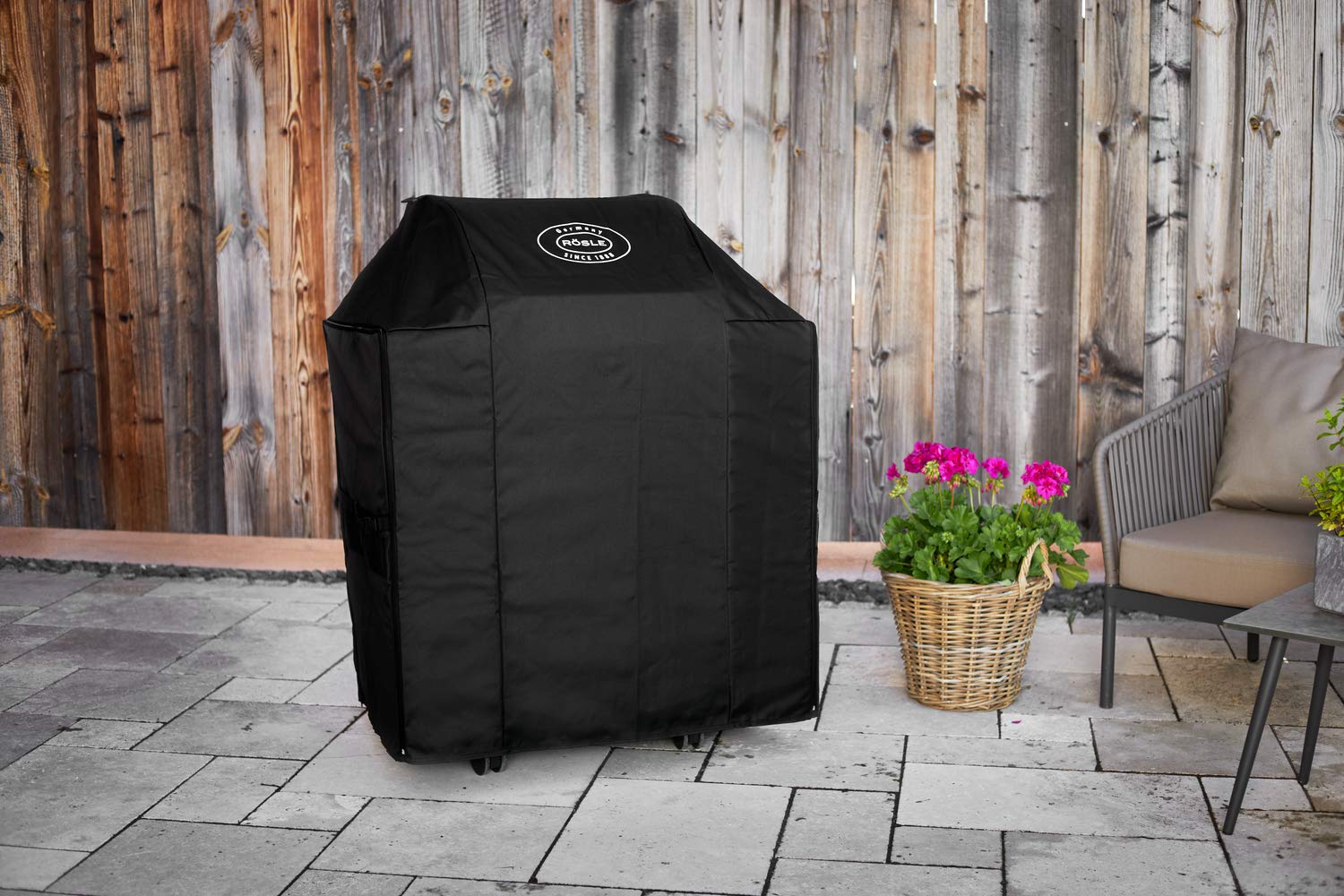 RÖSLE Abdeckhaube BBQ-Station VIDERO G4/G4-S, Schützhülle aus 100% Polyester mit PU-Beschichtung, wetterfest, Schwarz