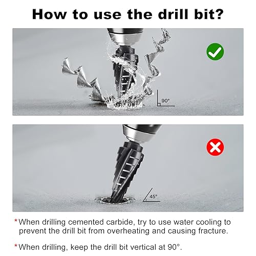 Miniatura 6 de Lytool Juego de 3 brocas de cobalto M35 de 18"-78", vástago hexagonal de 14 pulgadas, cuatro flautas en espiral Unibit para metal, acero inoxidable,