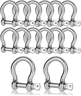 GLEEJON 14PCS Bow Shackle 5/16 Inch, Heavy Duty Stainless Steel Shackle M8 Screw Pin Shackle Anchor Shackle for Anchor, Towing, Off Load Recovering