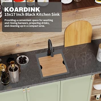 Black 15x17 Inch Kitchen Sink Workstation,Drop-in,Stainless Steel