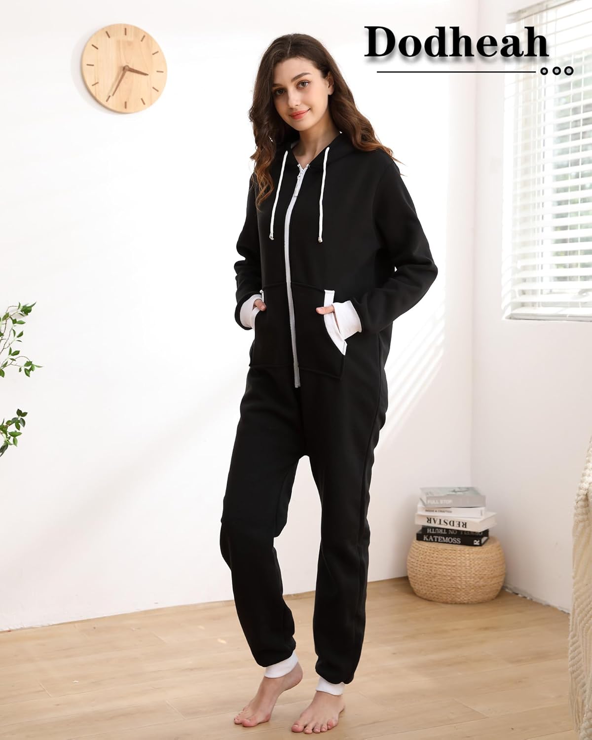 Dodheah Adult Onesie Pajamas Women Mens Jumpsuit Sleepwear Zipper One Piece Outfits Homewear Sportwear Loungewear - Image 2