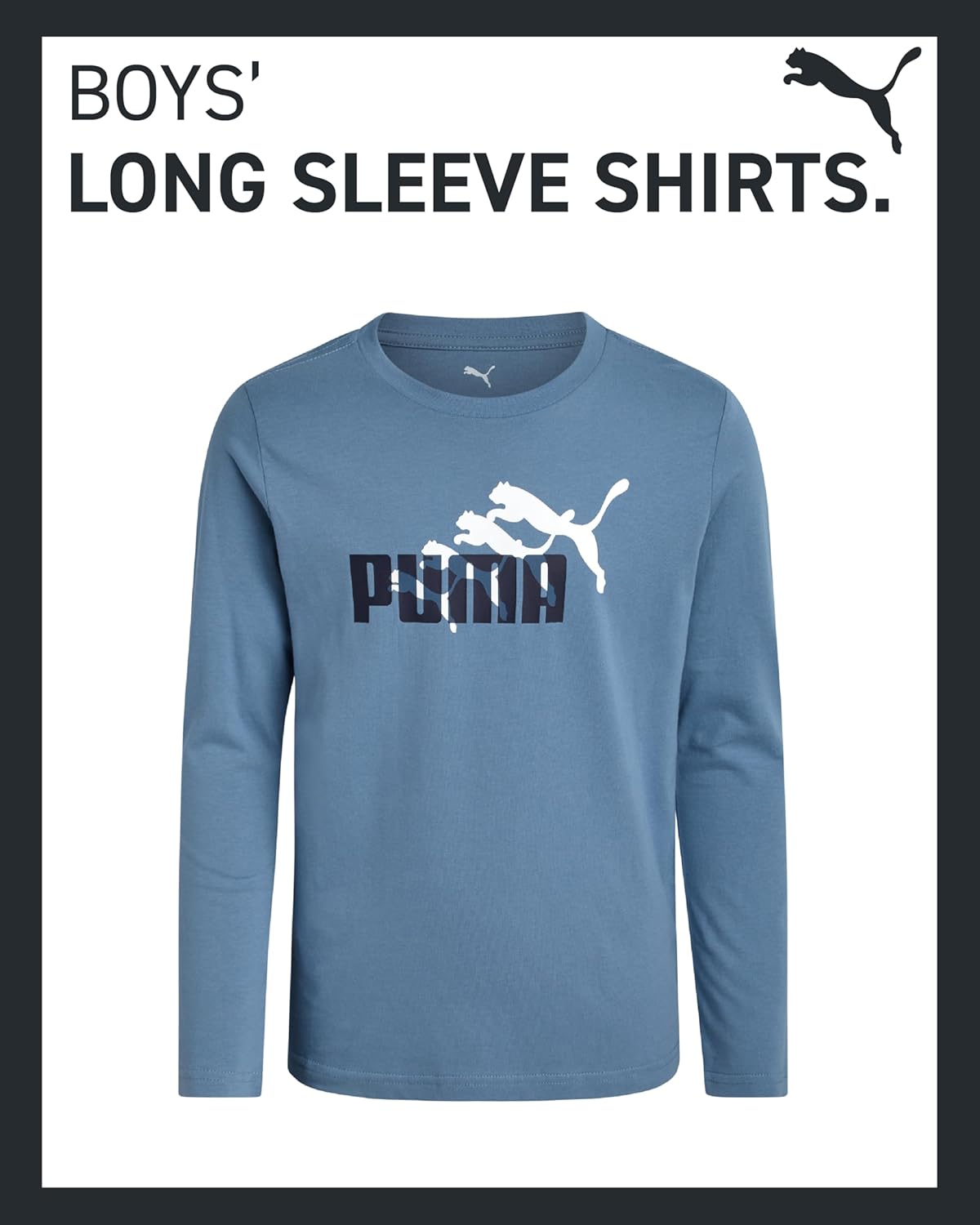 PUMA Boys' T-Shirt - Long Sleeve Logo T-Shirt for Boys - Athletic Crewneck Long Sleeve Tee (S-XL) - Image 2