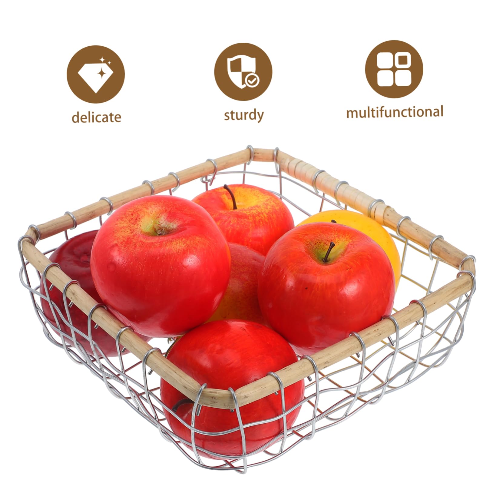 Hemobllo Hollow out Metal Fruit Basket Stylish Iron Wire Serving Tray for Bread Snacks and Decor Compact Design for Kitchen Dining Office Use