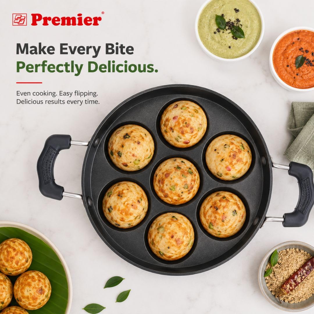 Premier Non-Stick 7 Cavity Paniyaram Pan | for Kuzhi Paniyaram, Appe, Paddu & Gunta Ponganalu | Induction Base 2