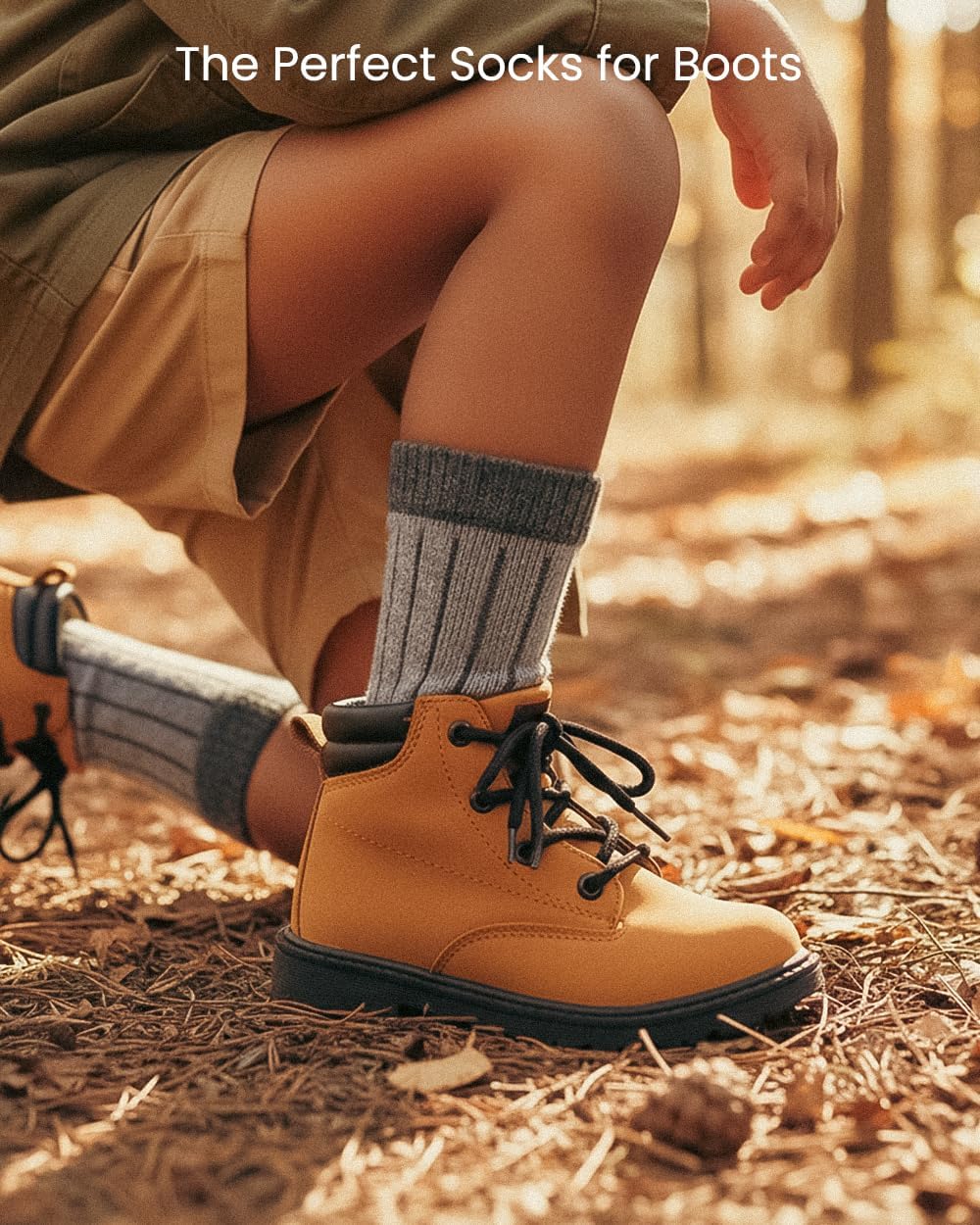 GoWith 2 Pairs Kids Alpaca Wool Socks for Boys and Girls, Thick Thermal Toddler Socks for Active Kids, Outdoor - Image 2