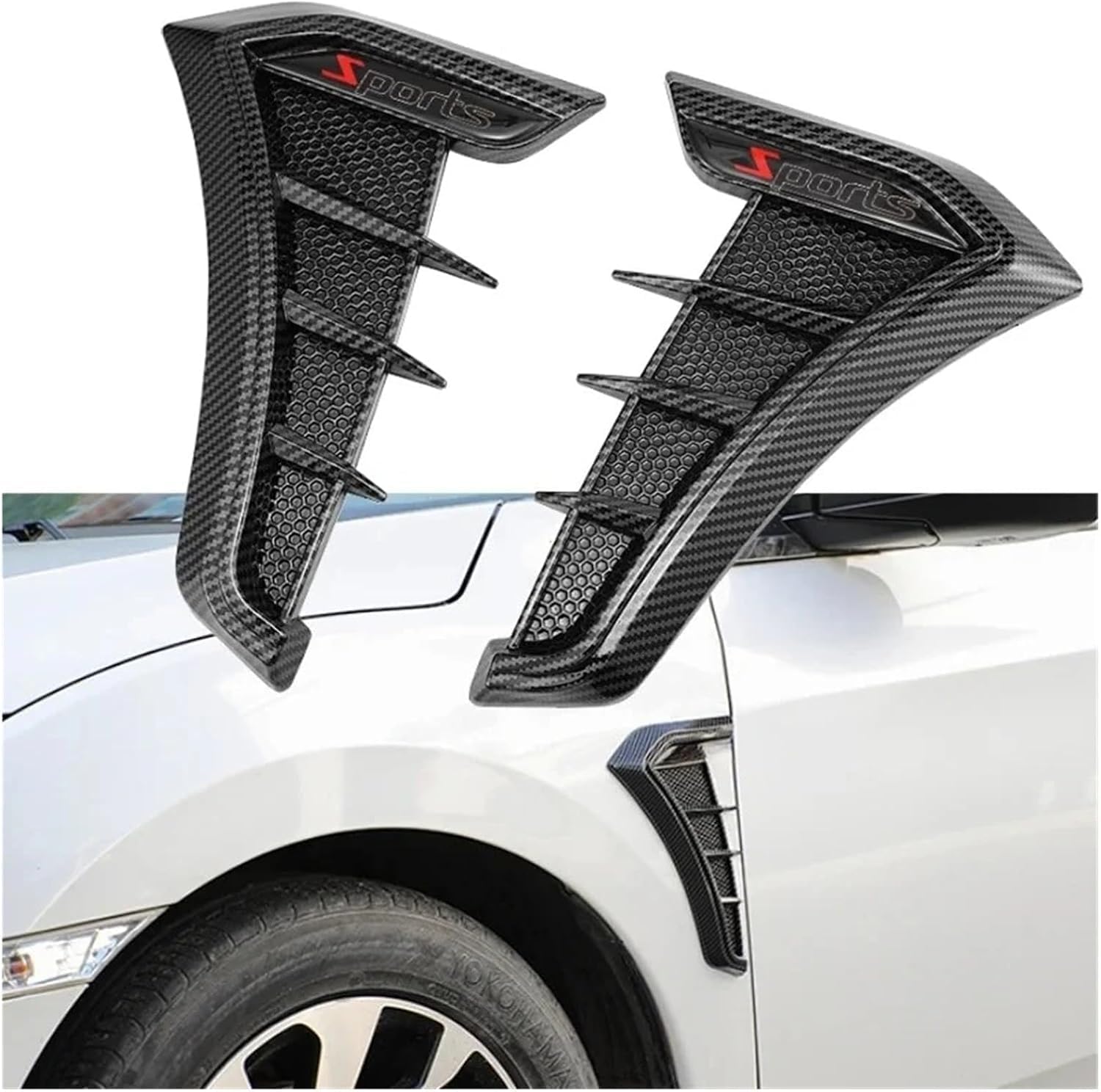 2 Pcs Car Side Wing Fender Vent Airflow Intake Decorative Sticker for Ford Kuga (CX482) Titanium/X/St Line 2019-2023 2024, Decorative Exterior Accessory Car Side Air Vent Grille Trim,A
