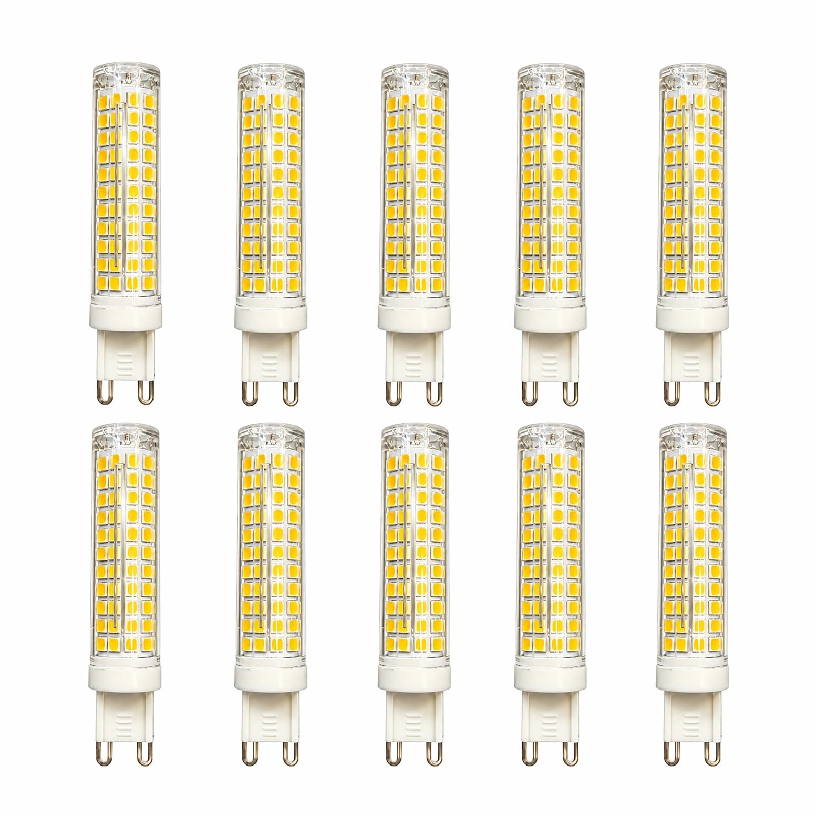 Bombilla LED G9 Cápsula Regulable, Luz Cálida 3000K, 15W Equivalente a 120W Halógena, Ahorro de Energía, 220V, 1500LM, IRC≥80, Para Araña, Colgante(10 Pack)