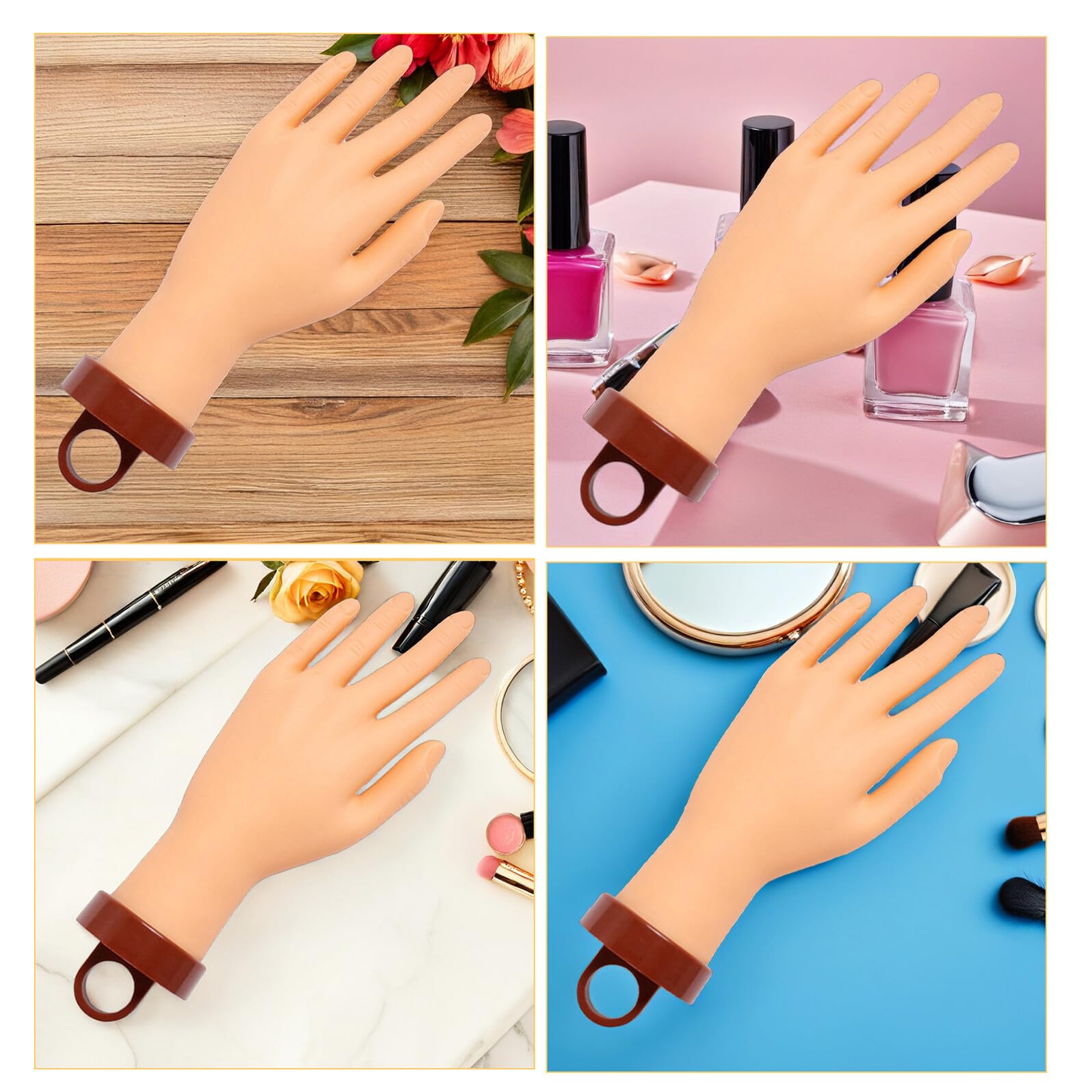 Modelo de Mano de Silicona Flexible para Práctica de Uñas
