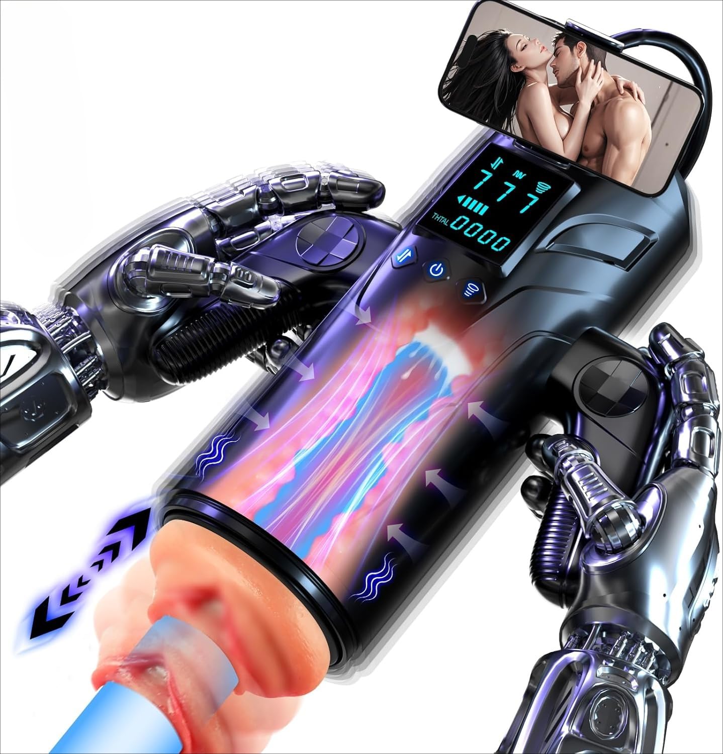 Masturbatore maschile: masturbatore automatico con 7 modalità di aspirazione, pressione e vibrazione, erotico elettronico per uomini con display a LED