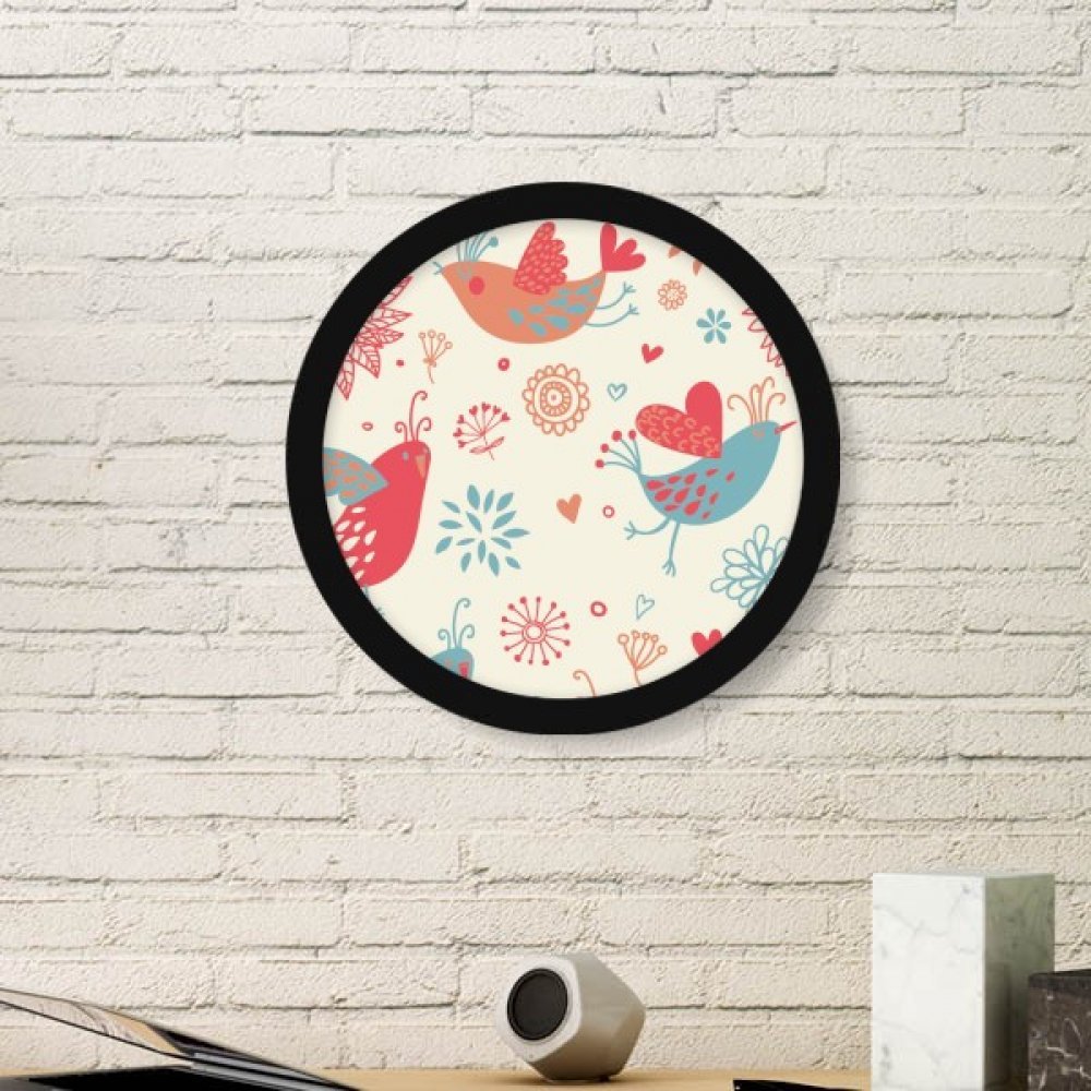 Cadre photo rond en bois noir pour raviver un mur vide avec une peinture oiseau fleur plante