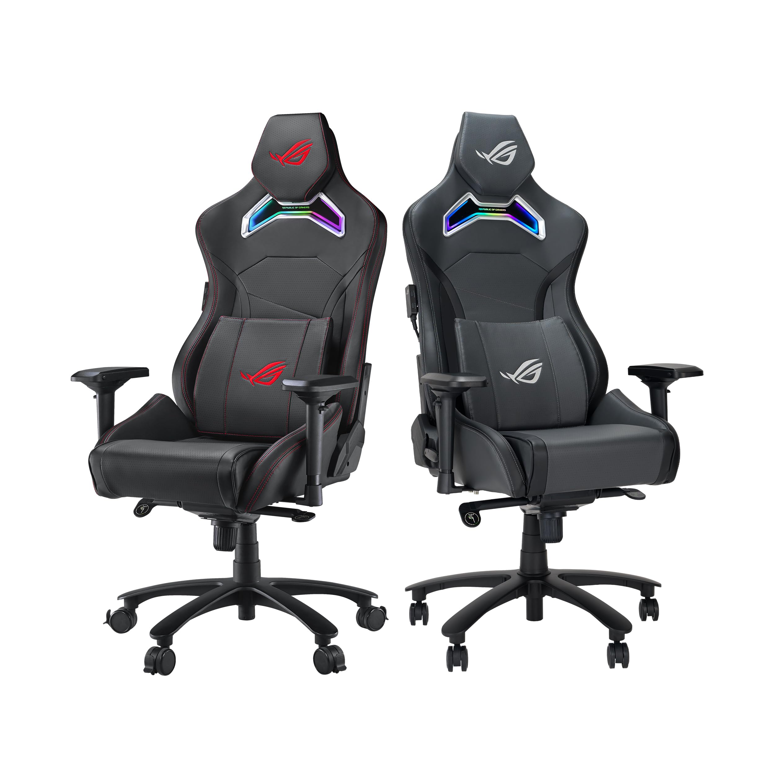 ASUS ROG CHARIOT X, Sedia Gaming Ergonomica, Supporto Lombare, Grigia | Braccioli Regolabili, Poggiatesta Imbottito, Illuminazione Aura RGB e Controller One-Touch, Peso Massimo Supportato 136kg