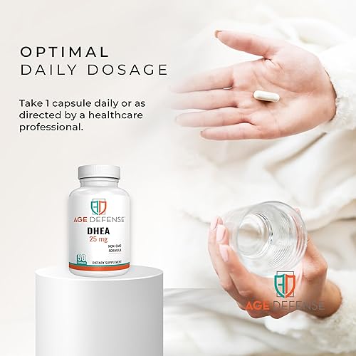 Miniatura 8 de Age Defense Cápsulas DHEA - Suplementos de DHEA - Apoyo de energía natural y apoyo inmunológico - Apoya la vitalidad, la elasticidad de la piel y el