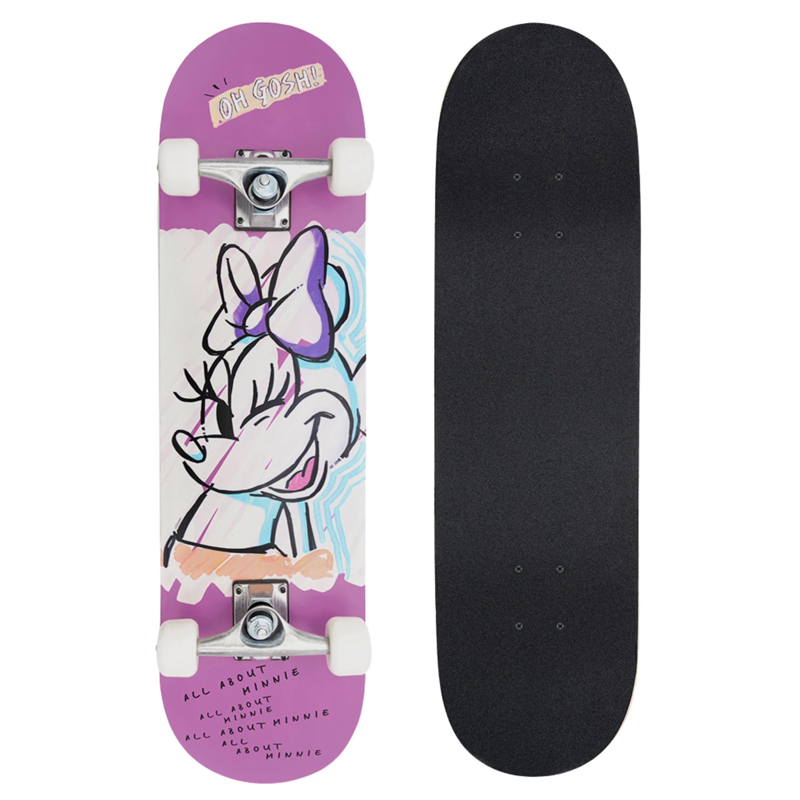 Wooden, YOUTH skateboard 79cm, non-slip deck, LARGE, up to 100kg (DISNEY Minnie Mouse)