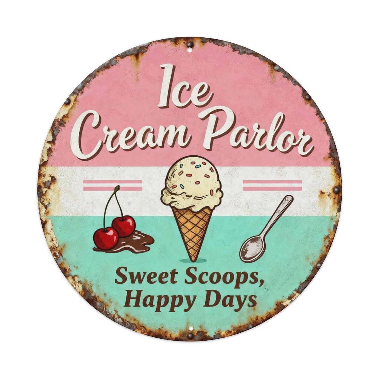 Ice Cream Parlor Sweet Kitchen Decor Metal Tin Sign Plaque