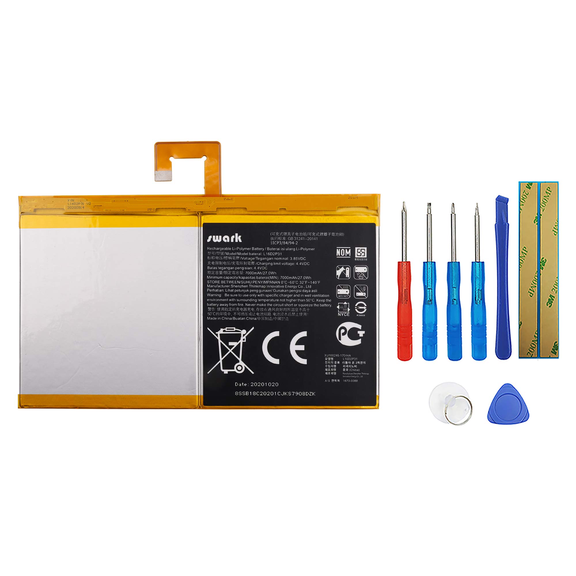 Akumulator L16D2P31 kompatybilny z Lenovo Tab 4 10 Plus TB-X704F TAB TB-X704A Tb-X704 with Tools