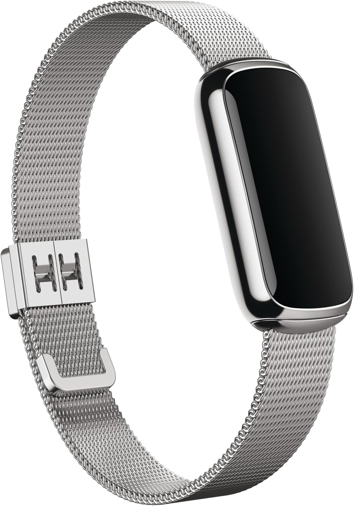 Luxe Platinum Stainless Steel Mesh Accessory Band, Official Fitbit Product, One Size