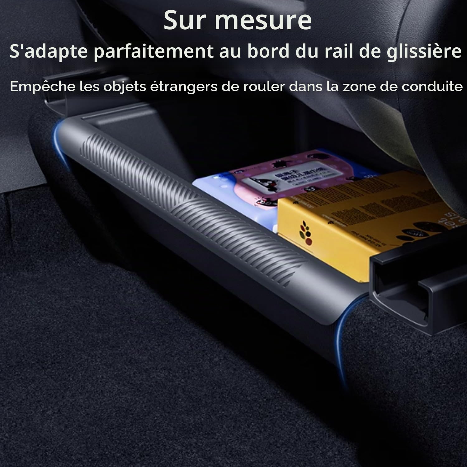 TOPABYTE Boîte de Rangement Sous Le Siège pour Tesla Model Y 2020-2025 Organiseur Plateau Caché avec Couvercle TPE Bacs de Tiroir Sous Siège Organisateur Accessoires, Noir, 2 Ppaquets