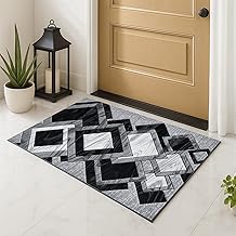 Fit Even Dazzling Door Mat – Non-Slip Washable Doormat, Heavy Duty Welcome Dirt Trapper, Water Absorbent Floor Mat for Indoor/Outdoor Use, Front Entrance, and Kitchen (Black, 50cm x 80cm)
