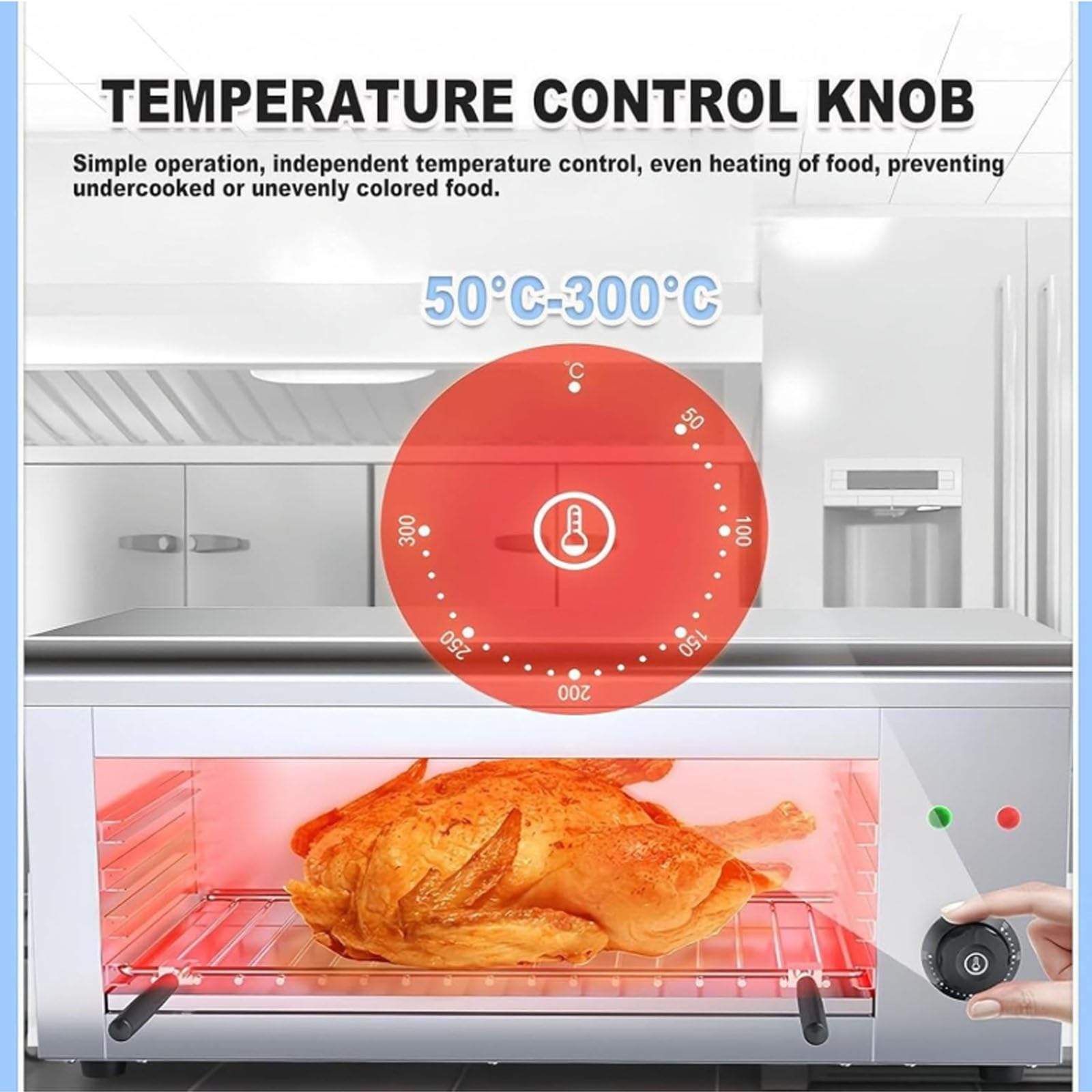 Asador eléctrico for salamandra, horno salamandra comercial de 2000 W, derretimiento de queso eléctrico con temperatura ajustable de 122-572 °F y asador for carne de acero