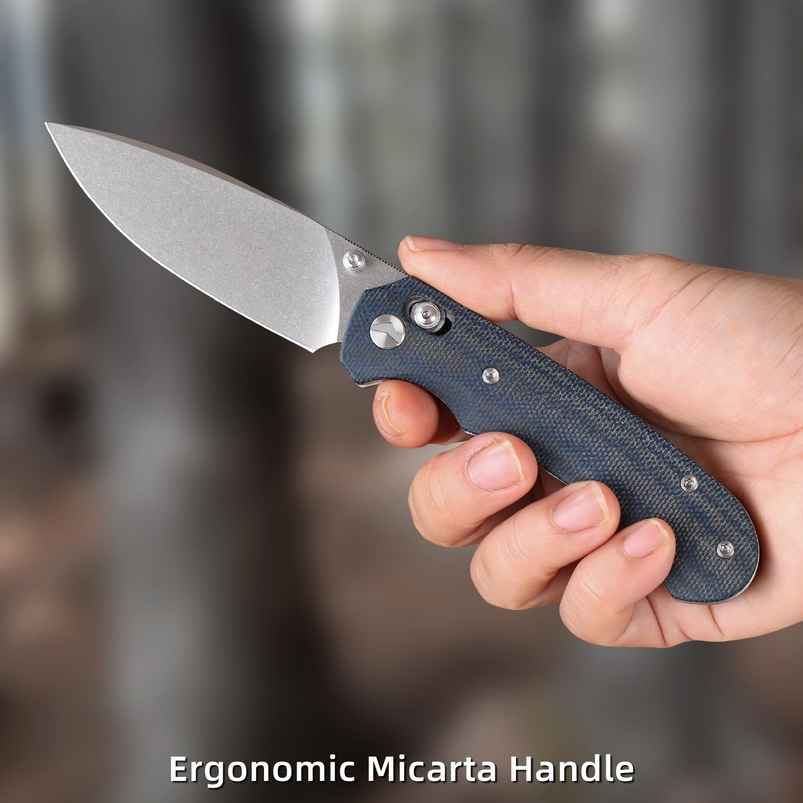 Klappbares Taschenmesser,3.31" 154CM Klinge,Erogonomischer Titan Griff,Jagd Überlebensmesser,EDC Messer für Jagd Camping Überleben Outdoor Angeln Wandern (Blau)