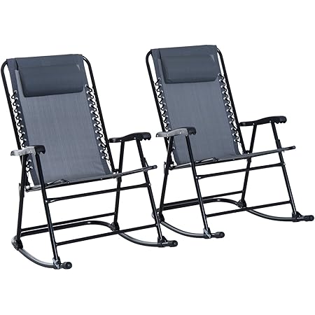 Amazon.com: Outsunny 2 Piece Outdoor Rocking Chair Set, Patio Furniture ...