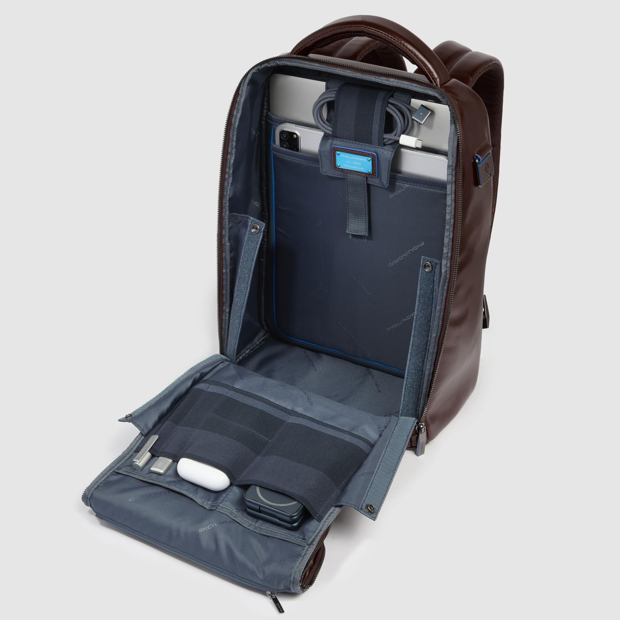 PIQUADRO – Zaino Fast-Check Porta PC 14" – Pelle Premium – Uomo