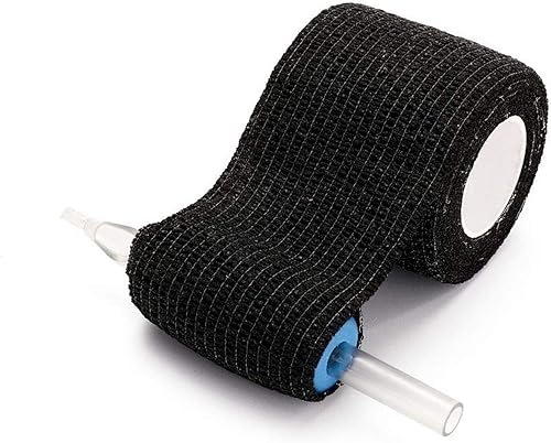 Miniatura 5 de Cubierta de agarre para tatuajes de 2 pulgadas x 5 yardas, 4 rollos transpirables autoadherentes, cinta elástica negra para cubierta de agarre de